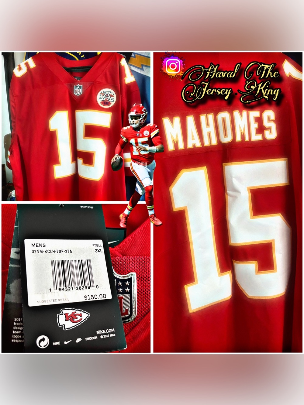 Men's Kansas City Chiefs Patrick Mahomes Nike Red Vapor Limited Jersey 3XL